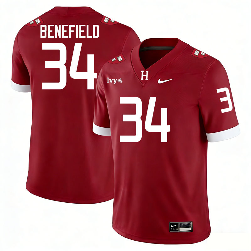 Harvard Crimson #34 Dorsey Benefield College Football Jerseys,Uniforms Stitched-Crimson